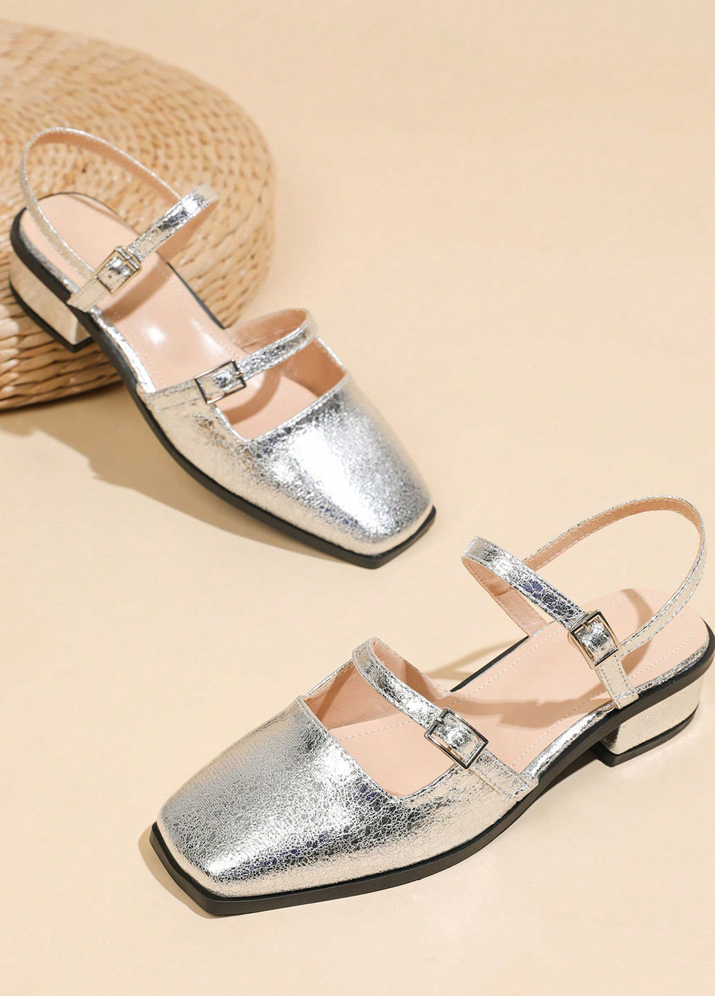 SHEIN Туфлі слінгбекі срібний з штучна шкіра, китай — літо (337833371)