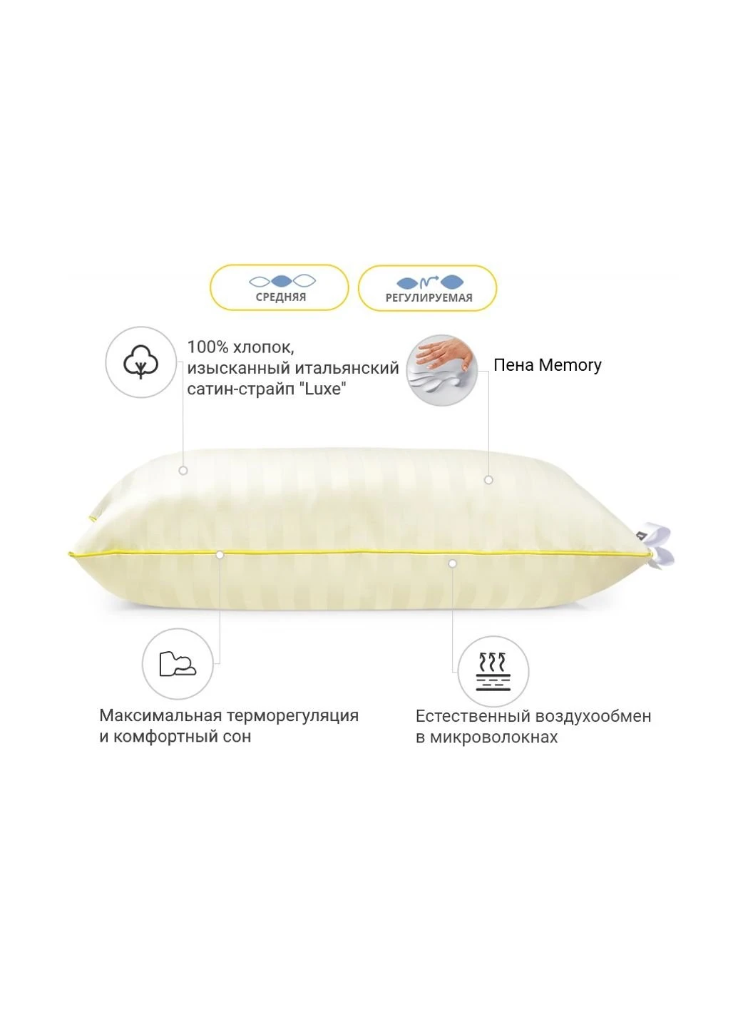 Подушка 1484 Carmela Hand Made memory effekt Средняя 50х50 см (2200003263343) Mirson (254072429)