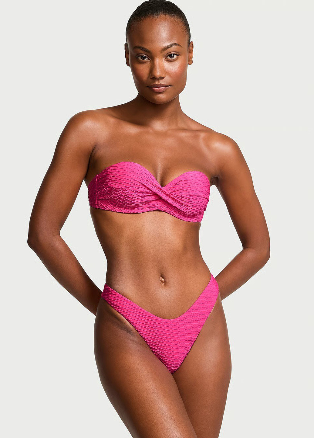 Розовый летний купальник (лиф, трусики) бандо, раздельный Victoria's Secret