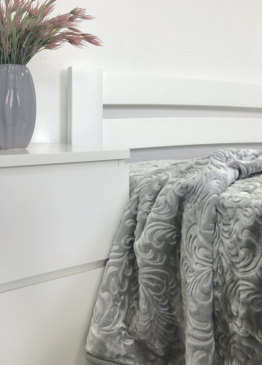 Плед велюровий з видавкою акрил 200х240 світло-сірий Vie Nouvelle (254397195)