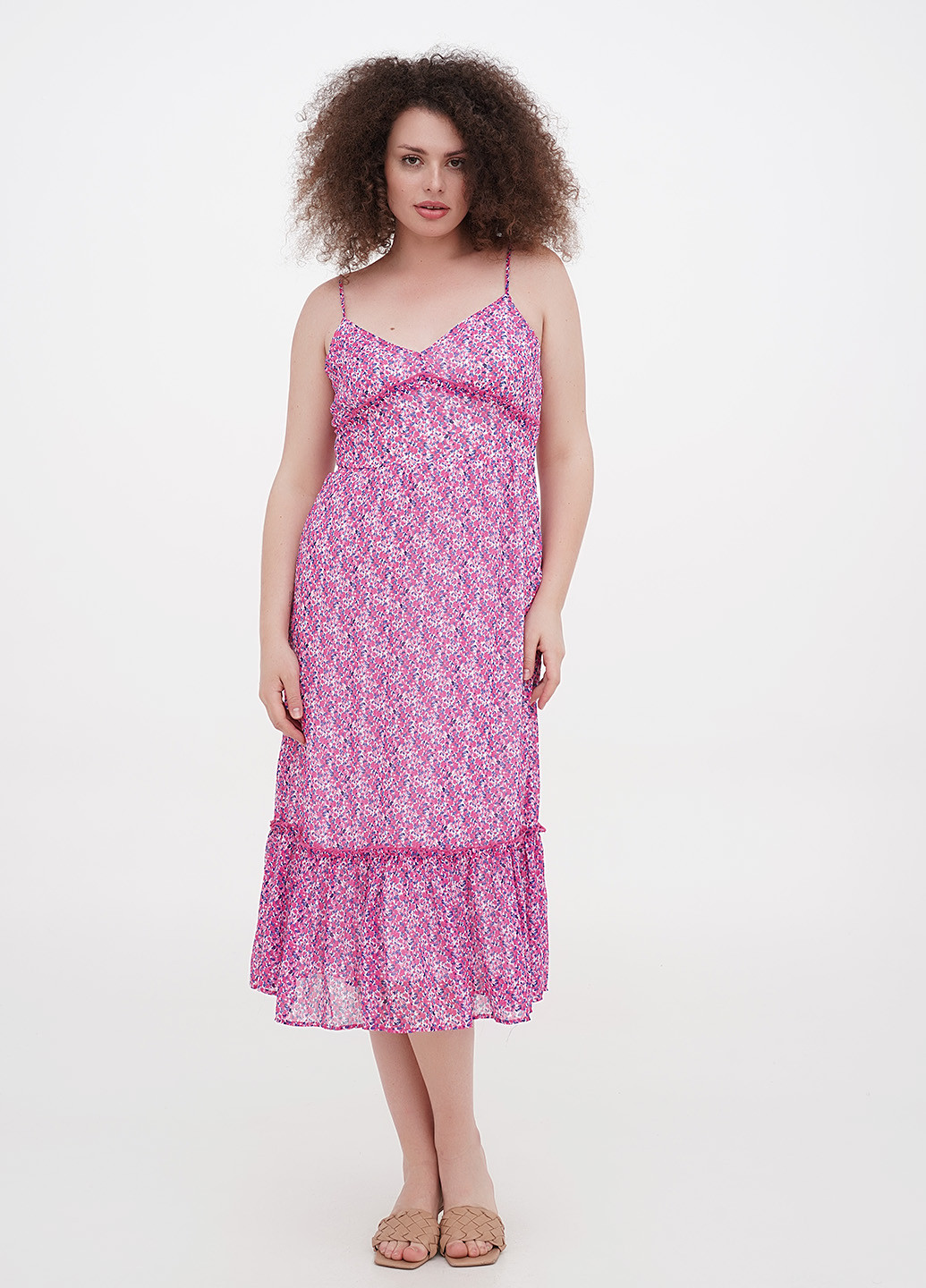 Малиновое кэжуал платье а-силуэт Orsay с цветочным принтом