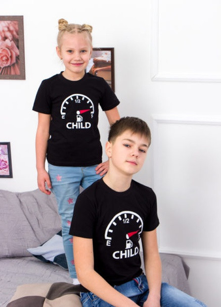 Черная летняя футболка детская “family look” Носи своє 6021