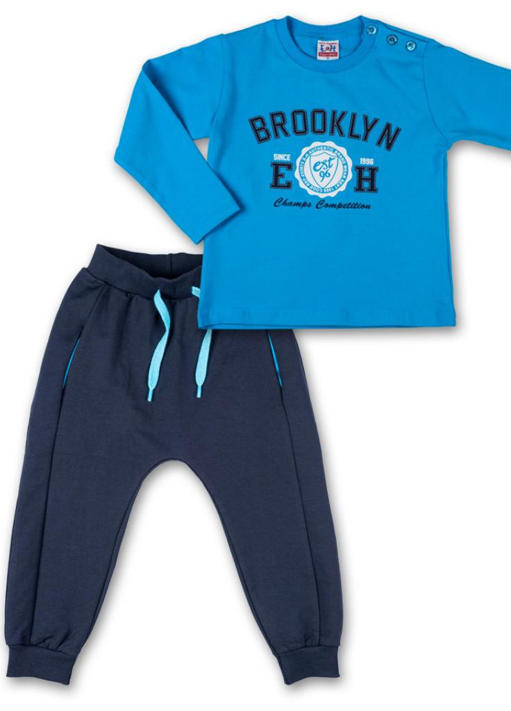 Голубой демисезонный костюм десткий кофта и брюки голубой " brooklyn" (7882-92b-blue) Breeze