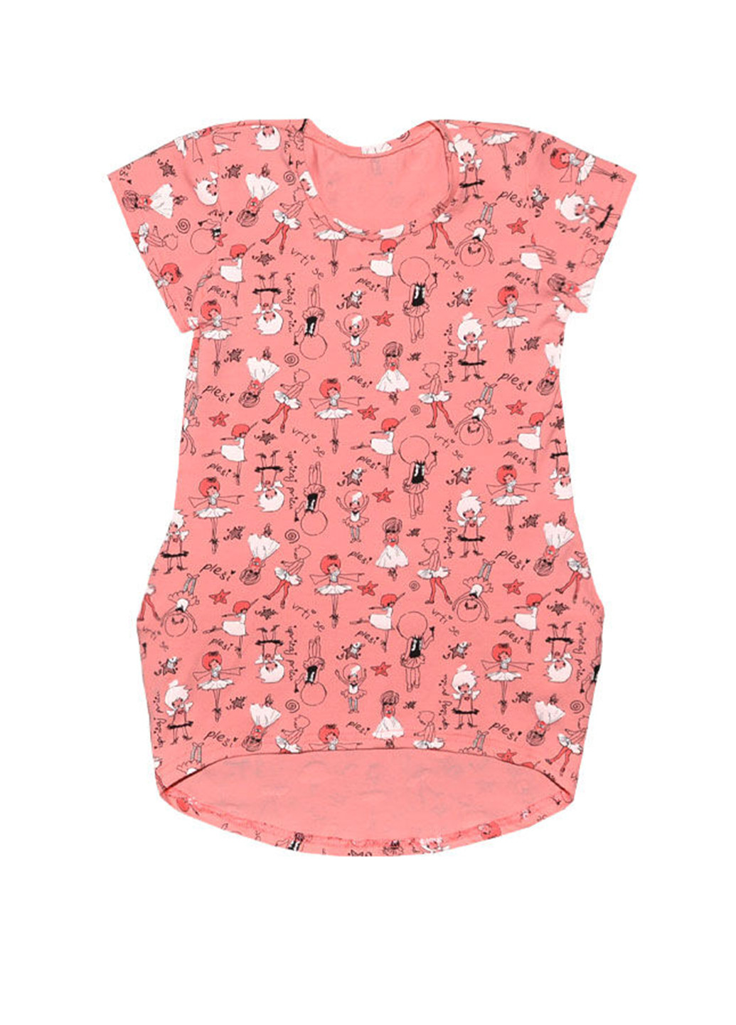 Розовое кэжуал платье платье-футболка Blanka с рисунком