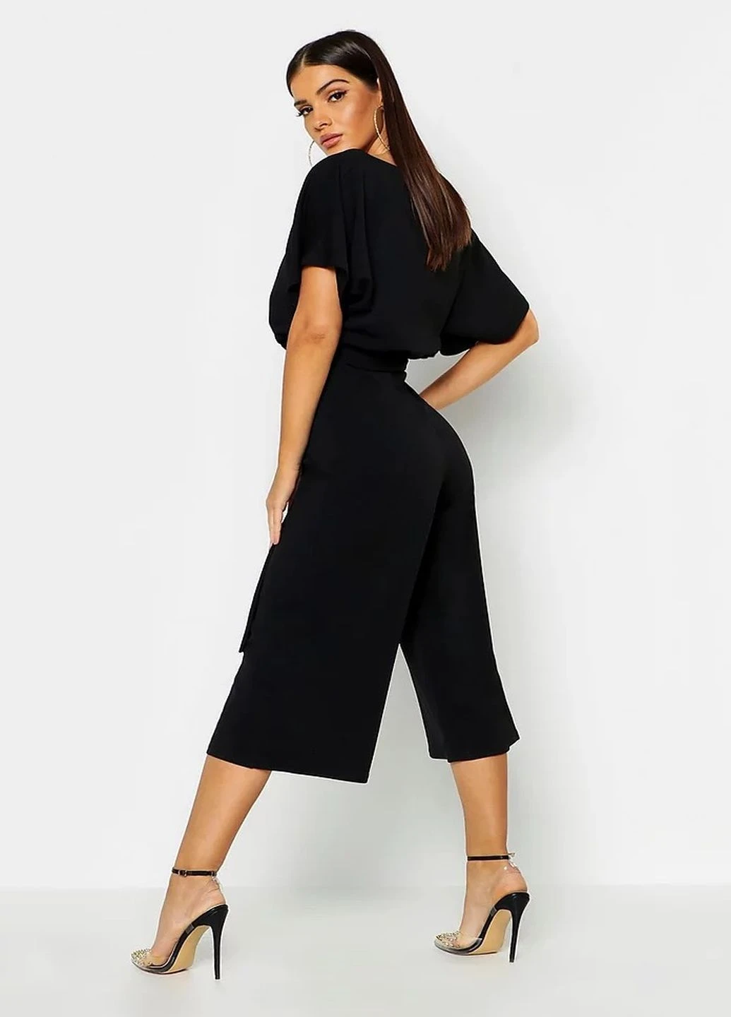 Комбинезон Boohoo однотонный чёрный кэжуал
