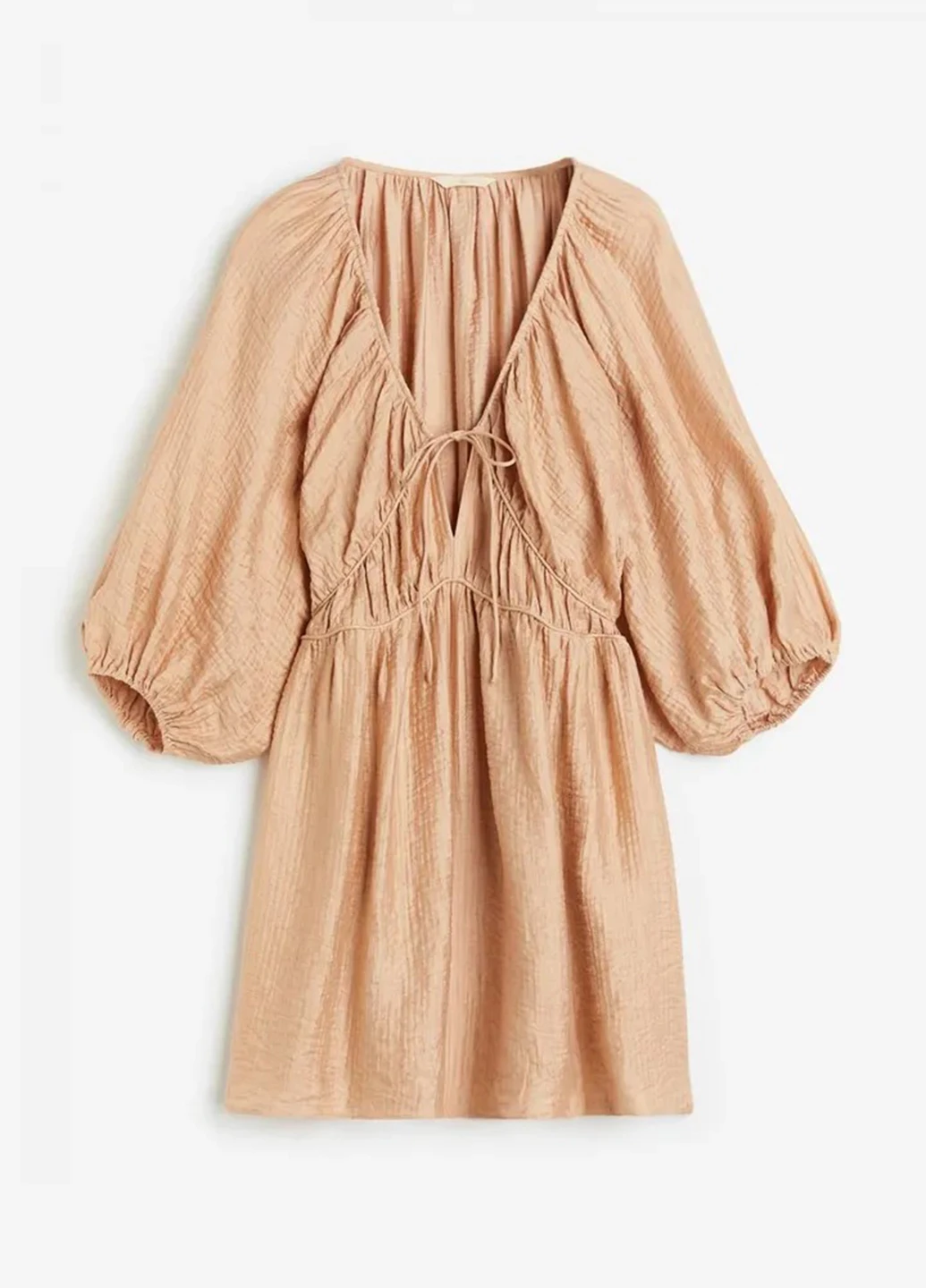 Бежевое кэжуал платье H&M однотонное