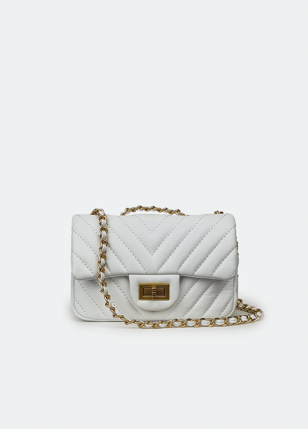 Маленька жіноча сумка на ланцюжку натуральна шкіра біла Fashion (229461464)