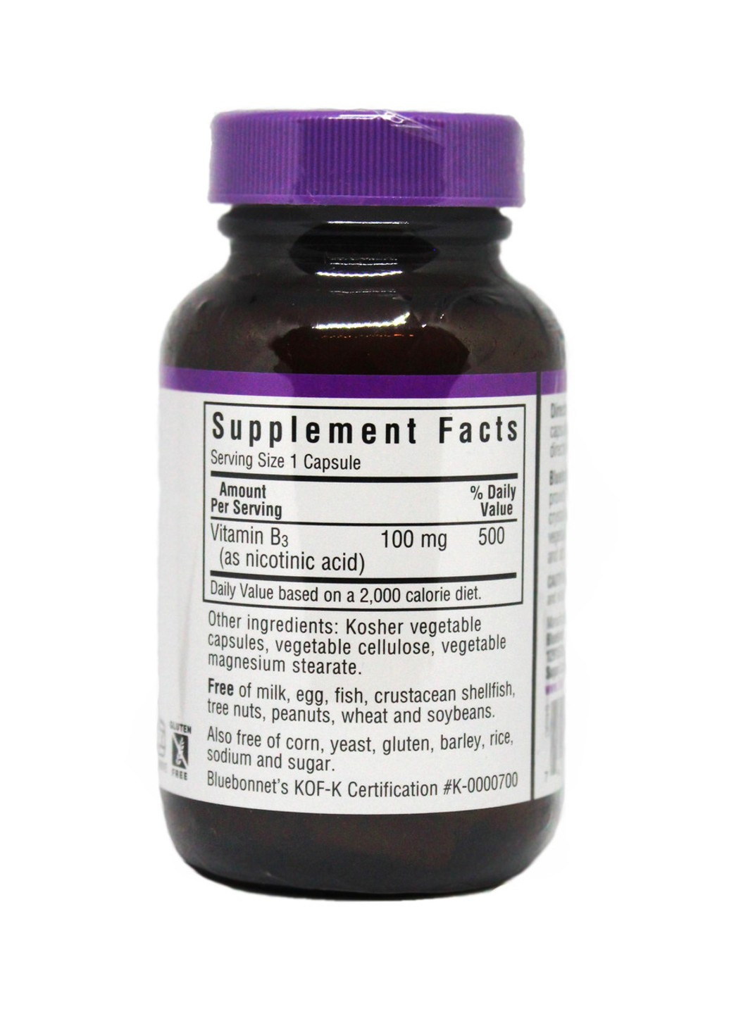 Ниaцин (В3) 100 мг,, 90 гелевых капсул Bluebonnet Nutrition (255408030)