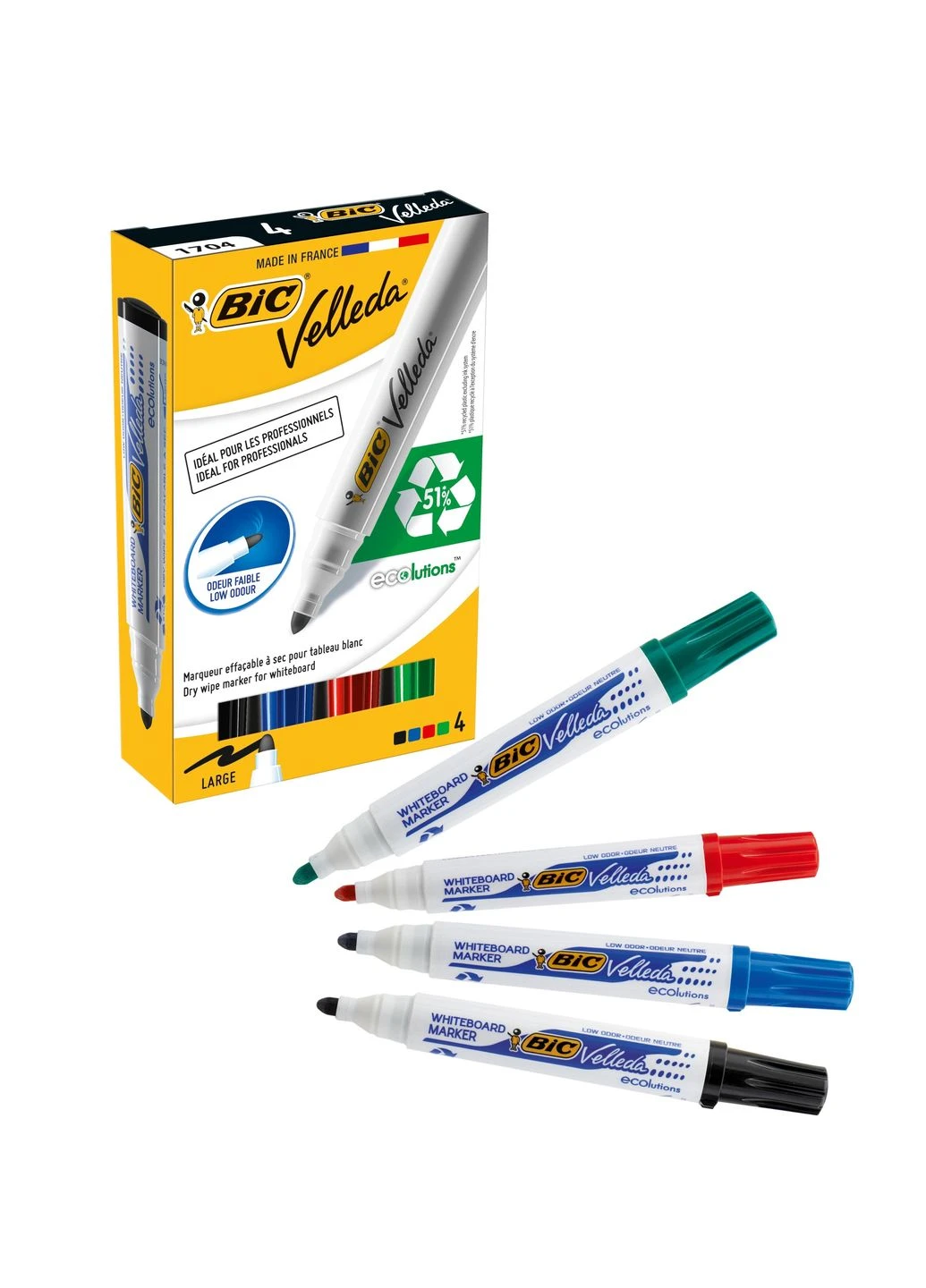 Набір маркерів для дошок сухостираємих 4 шт Bic (249003620)