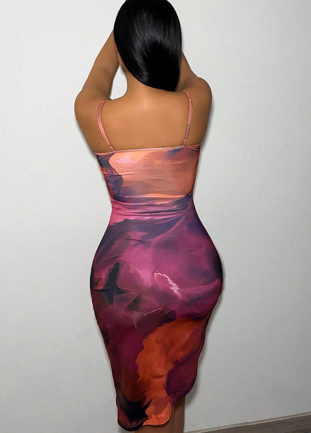 Комбінована коктейльна, вечірня сукня силуетна, сукня-комбінація SHEIN тай-дай