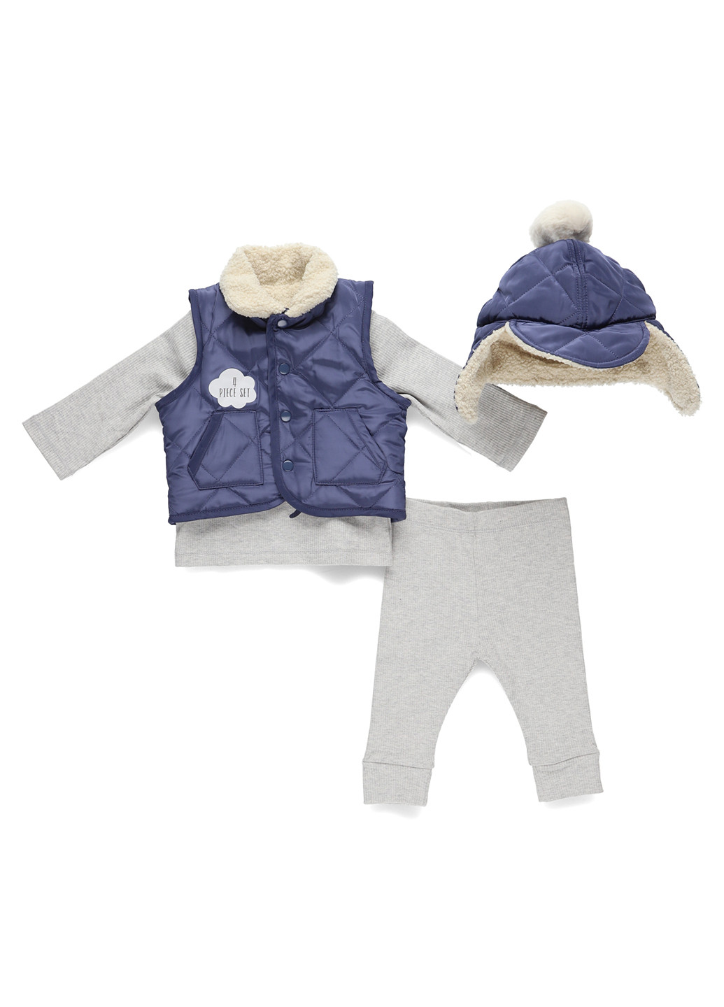 Комбінований демісезонний комплект (лонгслів, жилет, штани, шапка) George