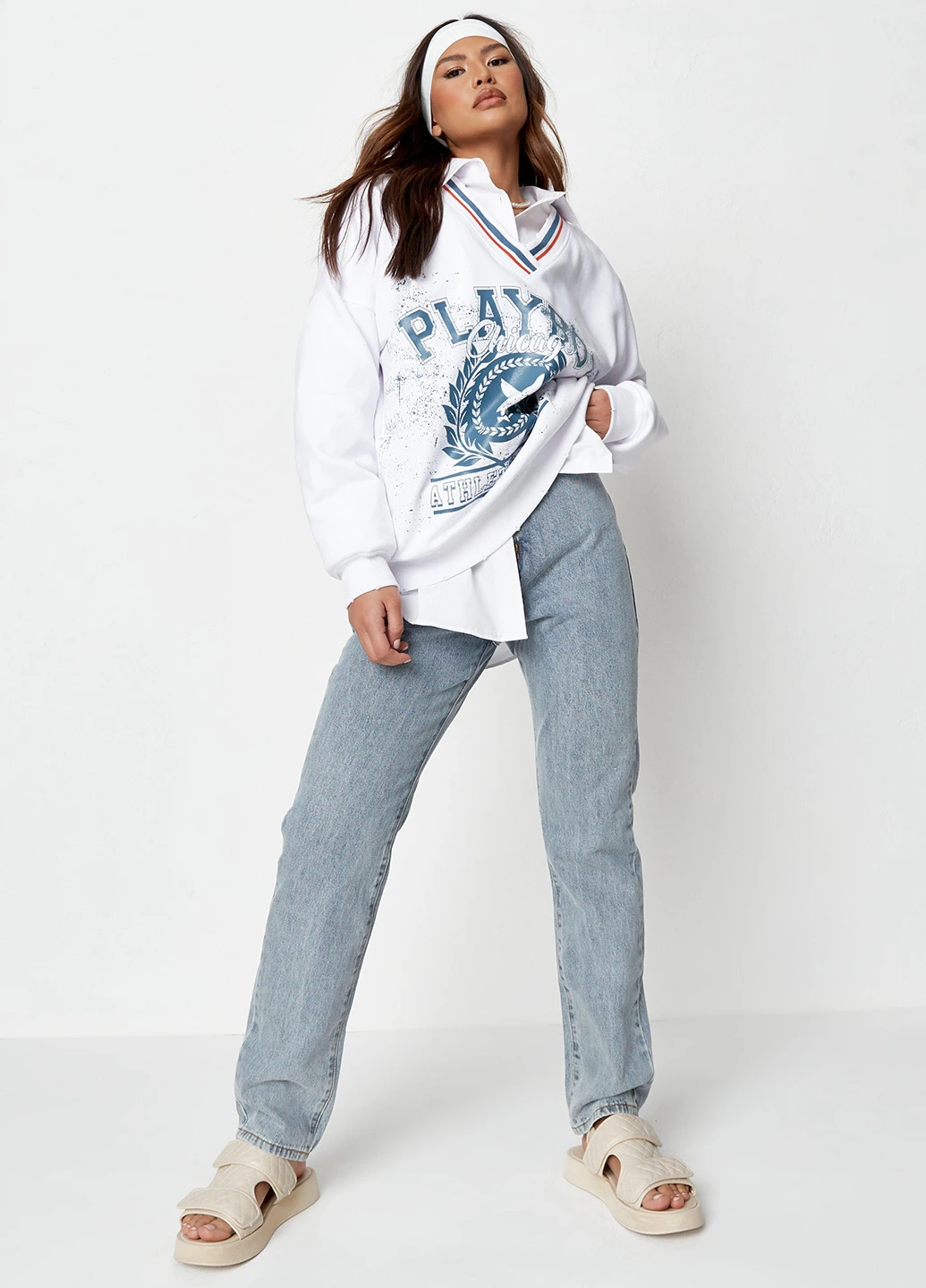 Білий світшот Missguided малюнок без декору (261410929)