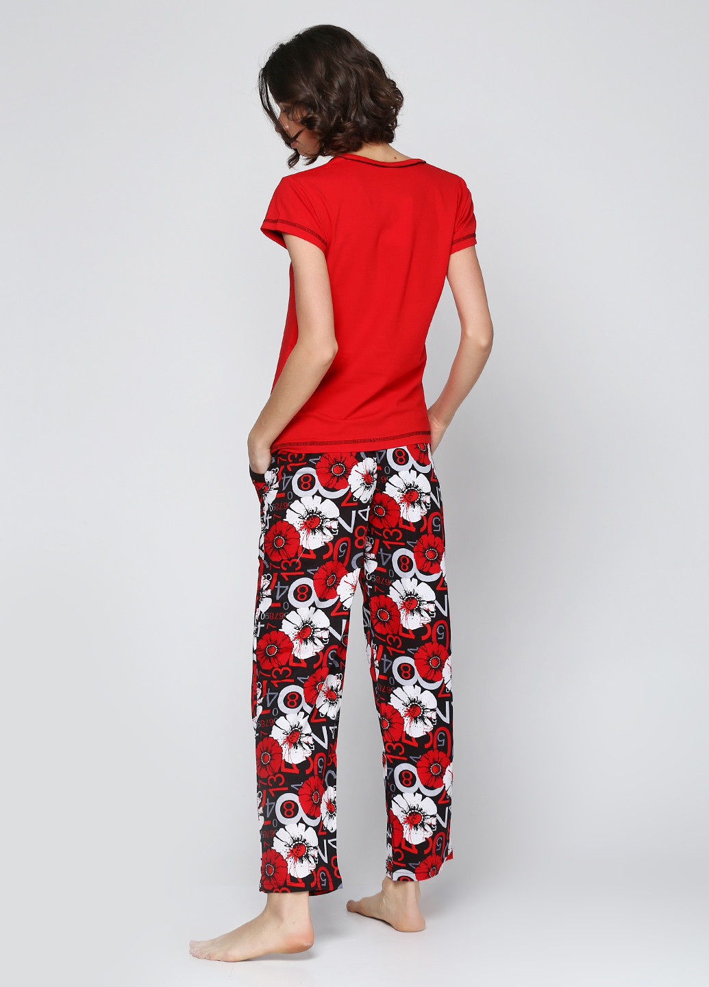 Красная всесезон пижама (футболка, брюки) Adalya