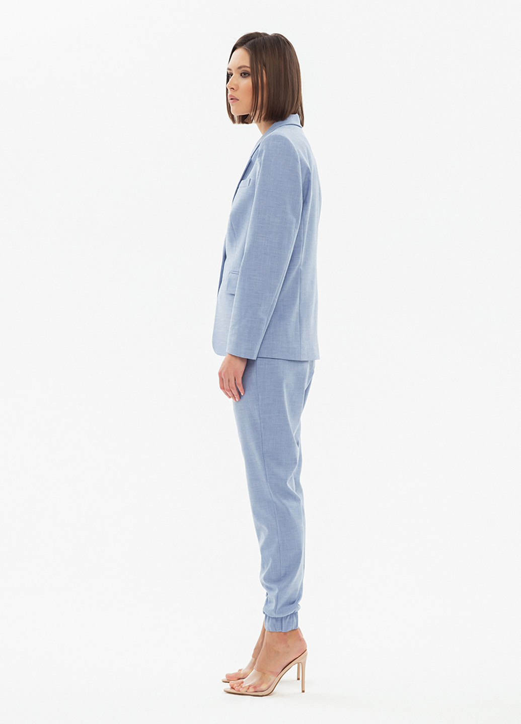 Костюм (жакет, брюки) BGL Комплект (блейзер и брюки) брючний однотонний блакитний діловий костюмна, бавовна