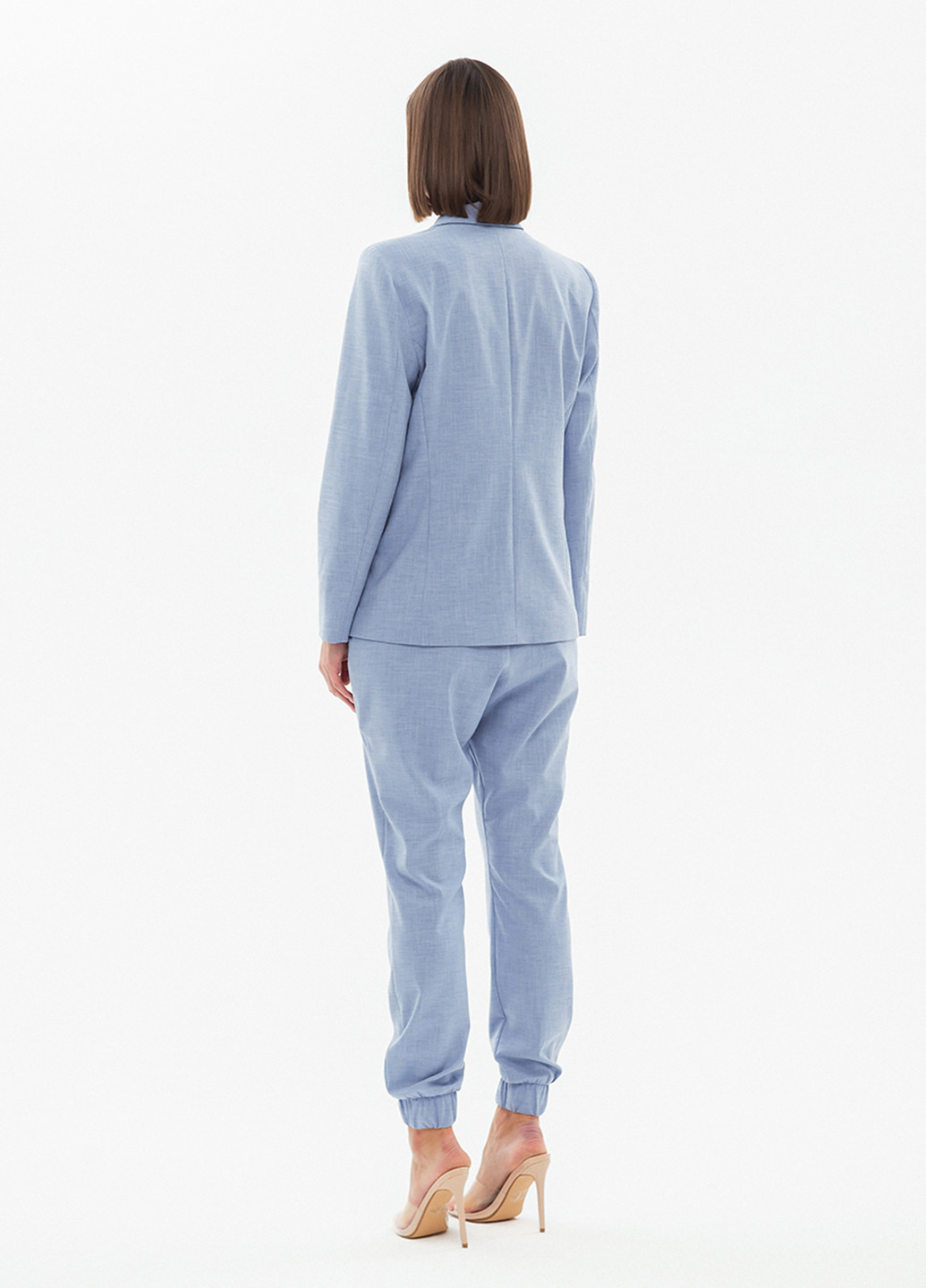 Костюм (жакет, брюки) BGL Комплект (блейзер и брюки) брючный однотонный голубой деловой костюмная, хлопок