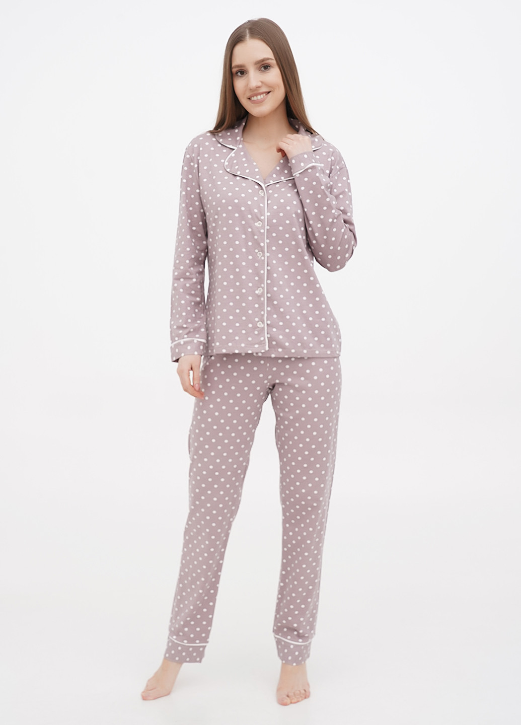 Светло-коричневая всесезон пижама (рубашка, брюки) рубашка + брюки Seyko