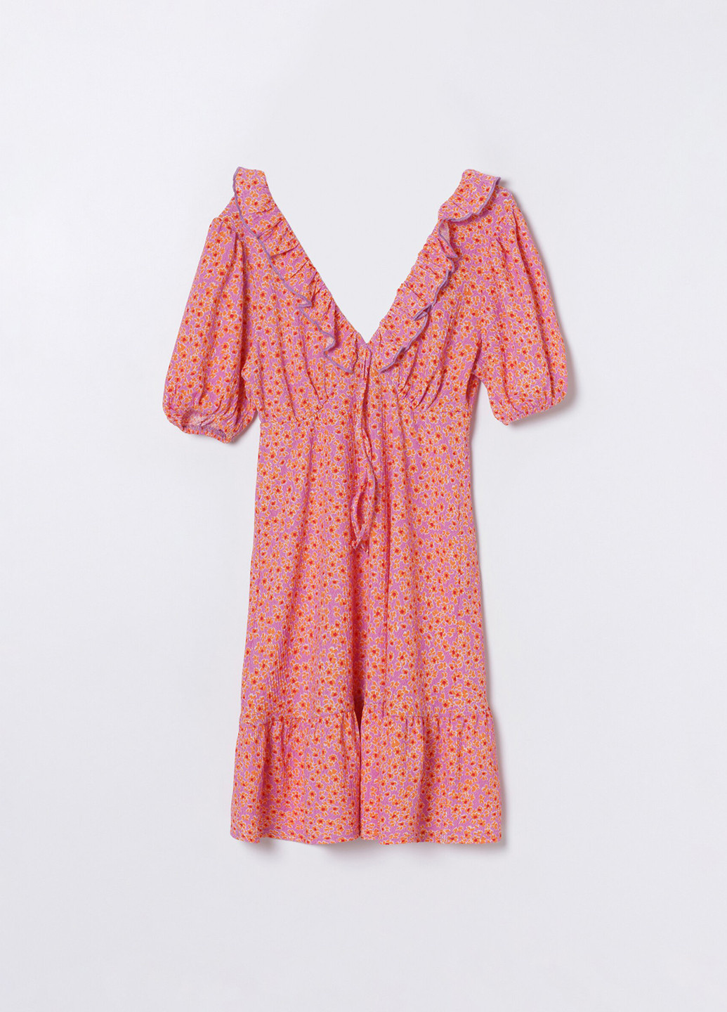 Розовое кэжуал платье клеш Lefties с цветочным принтом