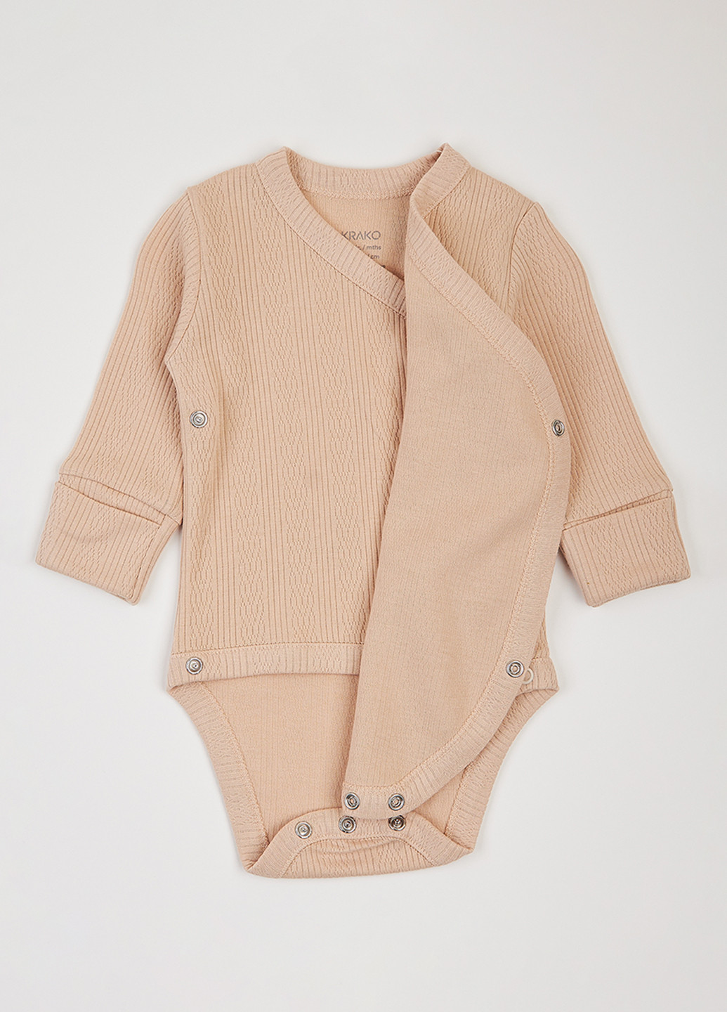 Бежевый демисезонный комплект (шапка, боди, ползунки) KRAKO