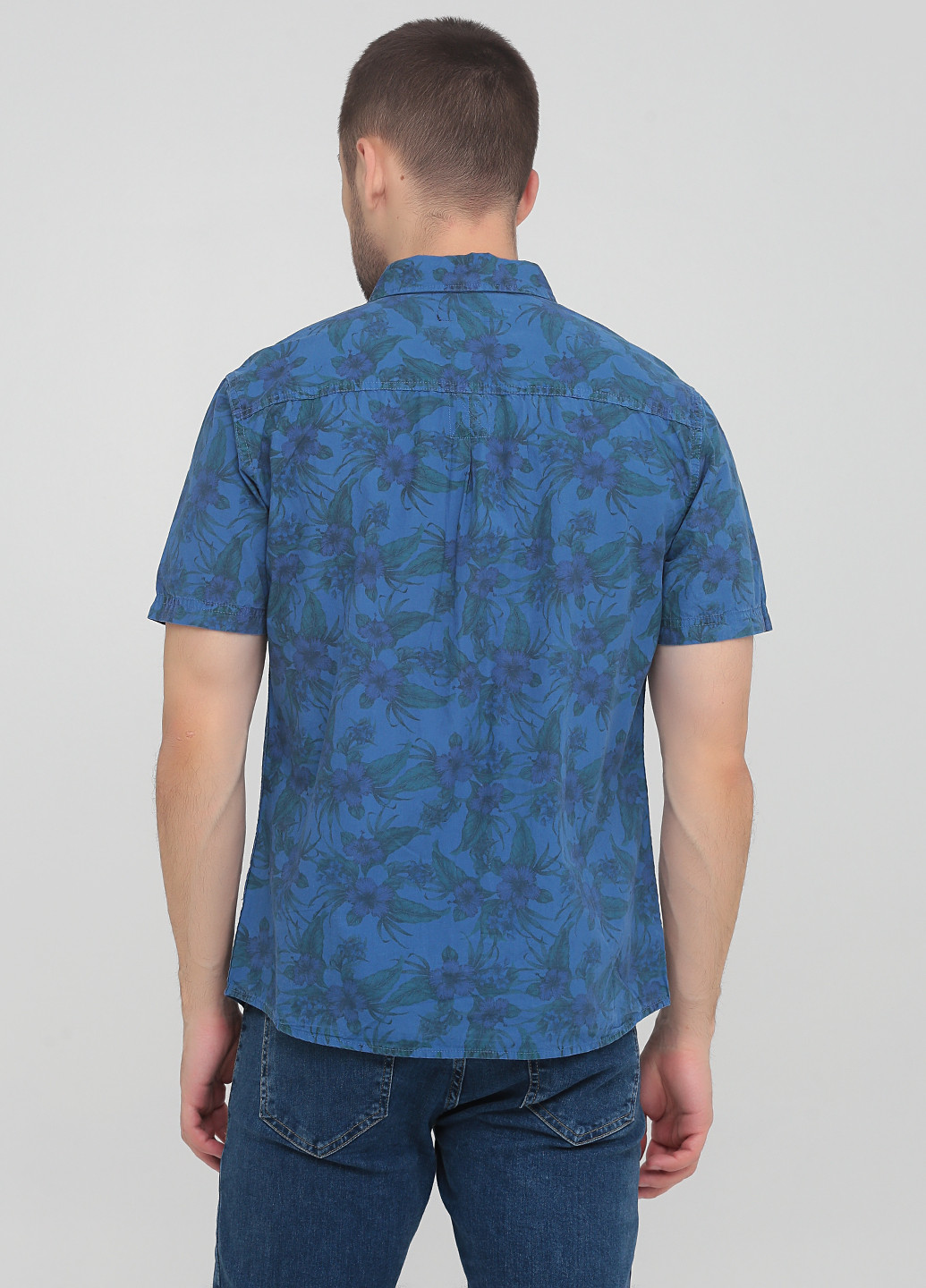 Темно-синяя кэжуал рубашка с цветами Cedar Wood State
