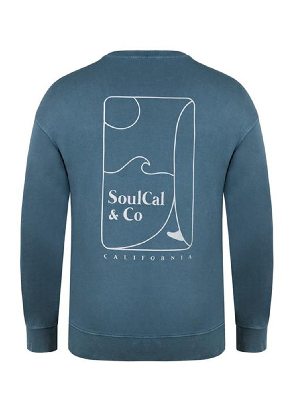 Свитшот Soulcal & Co - Прямой крой однотонный синий кэжуал трикотаж, хлопок - (254153483)