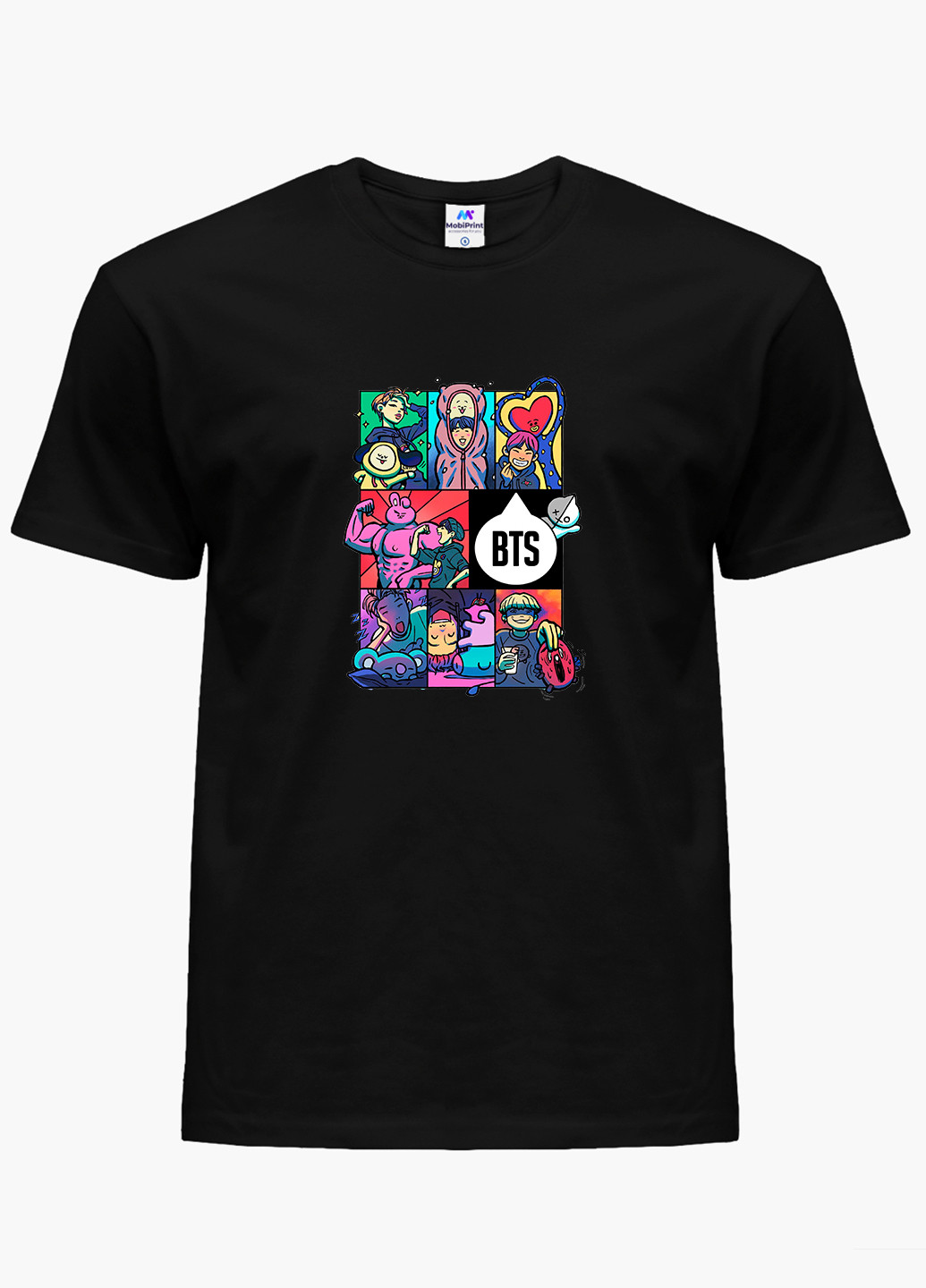 Чорна демісезонна футболка дитяча бтс (bts) (9224-1078) MobiPrint