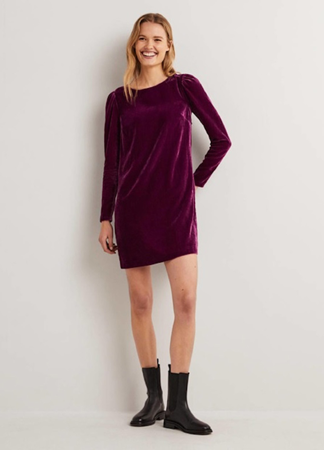 Бордовое коктейльное, кэжуал платье с открытой спиной Boden однотонное