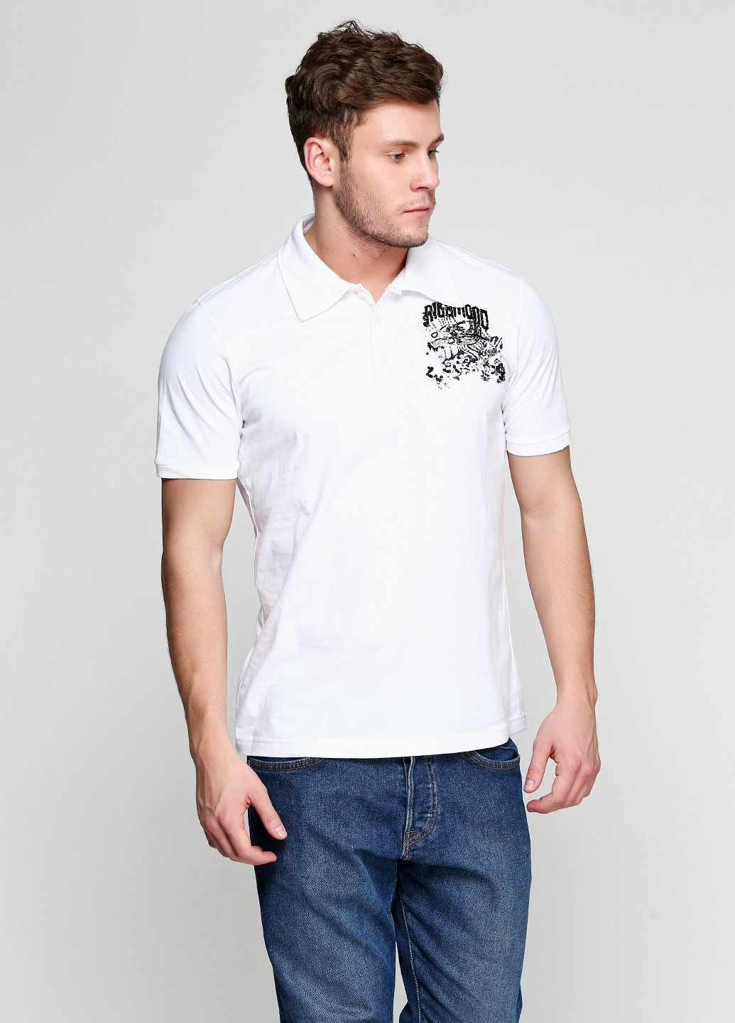 Белая футболка-поло для мужчин Richmond с рисунком