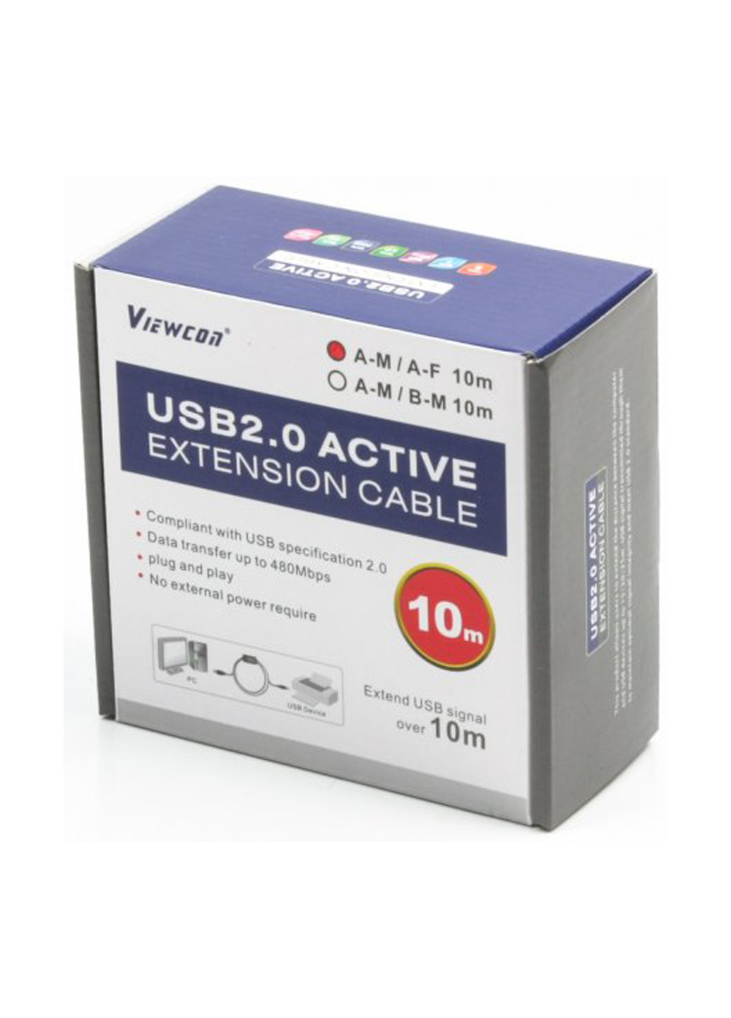 Активний подовжувач USB2.0 AM / AF 10м. (VV043-10M) Viewcon активный удлинитель usb2.0 am/af 10м. (vv043-10m) (137703591)