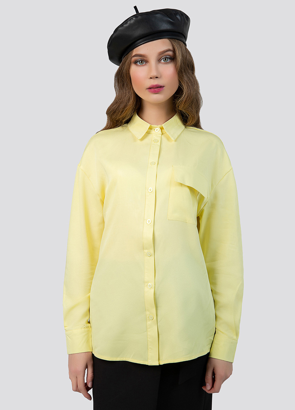 Желтая кэжуал рубашка однотонная Azuri