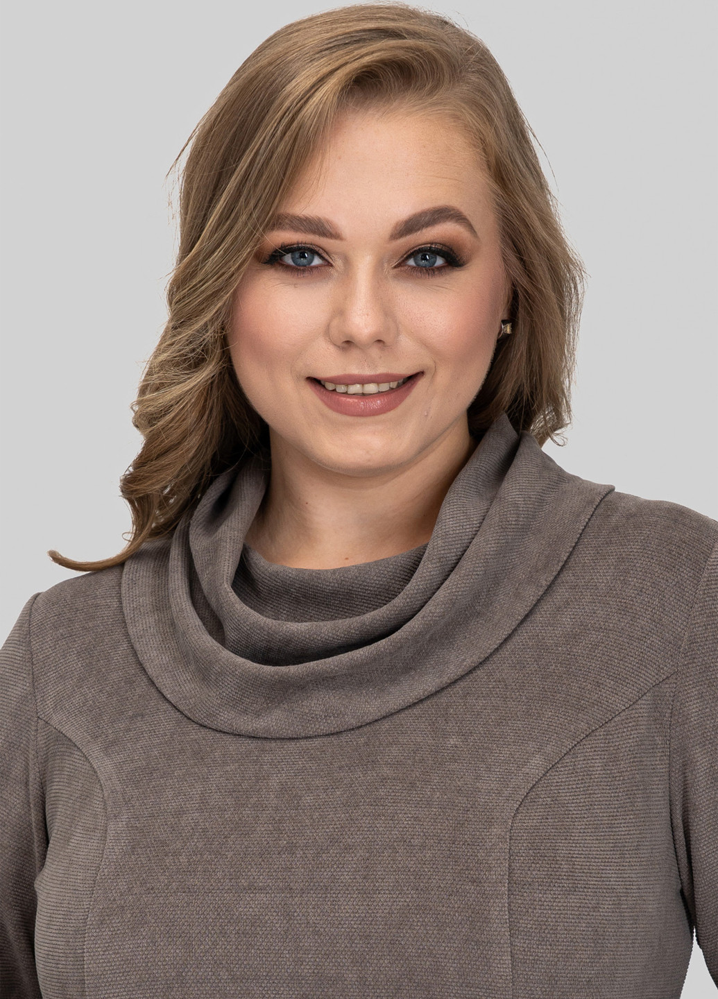 Кофейное кэжуал платье клеш A'll Posa однотонное