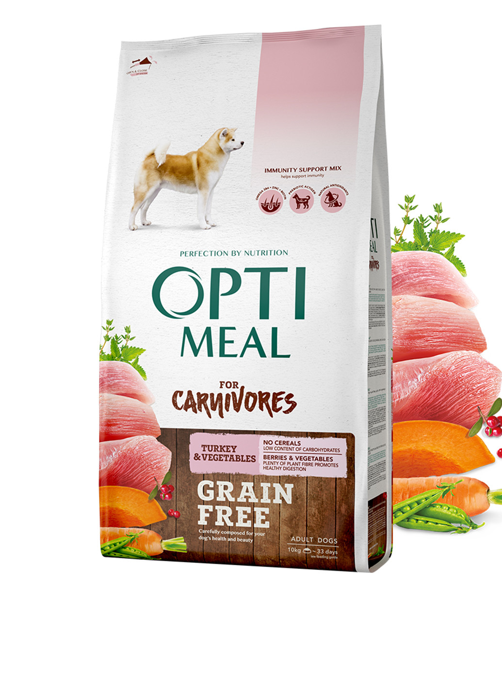 Сухой корм для взрослых собак всех пород Индейка и овощи, 10 кг Optimeal (140312115)