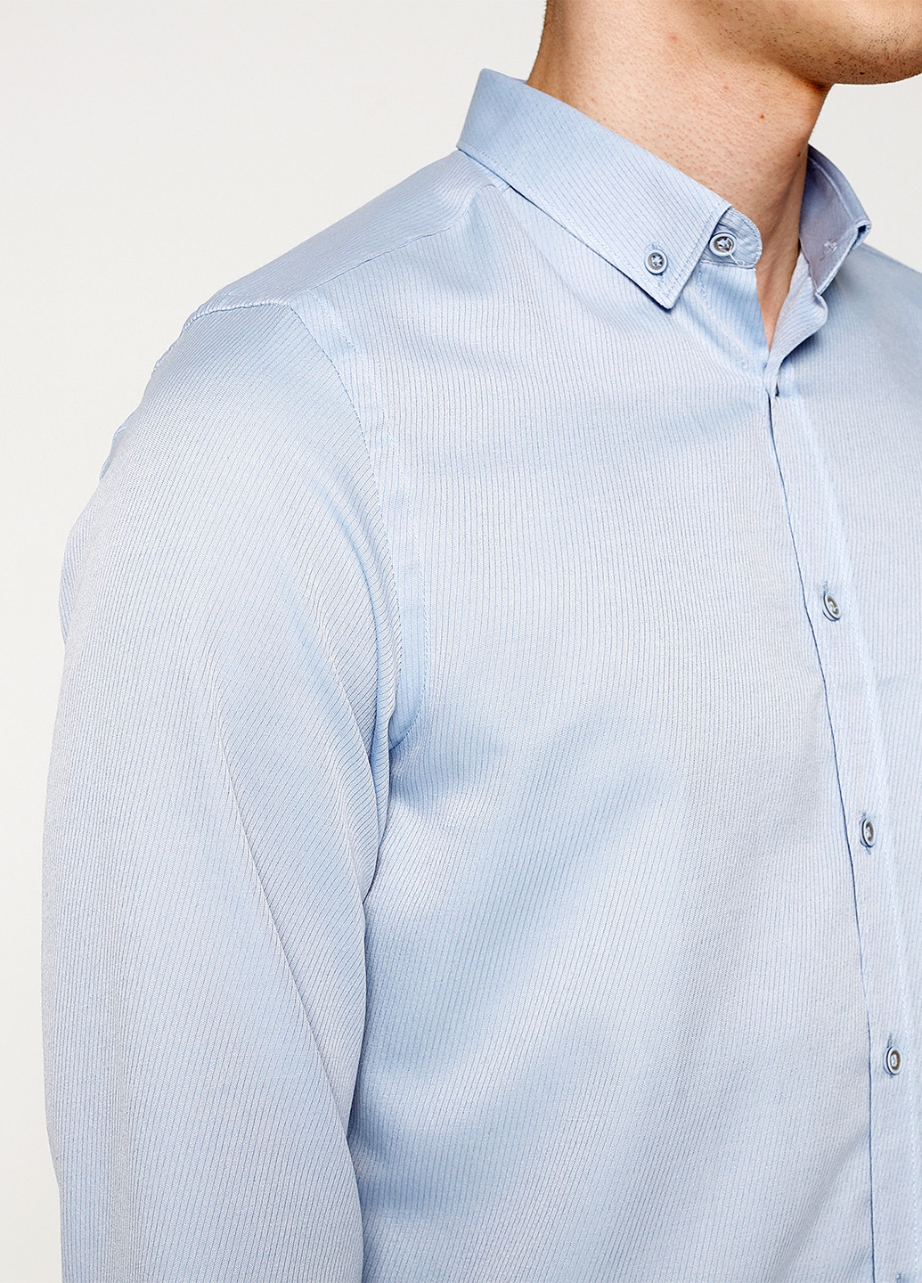 Светло-голубой классическая рубашка однотонная KOTON