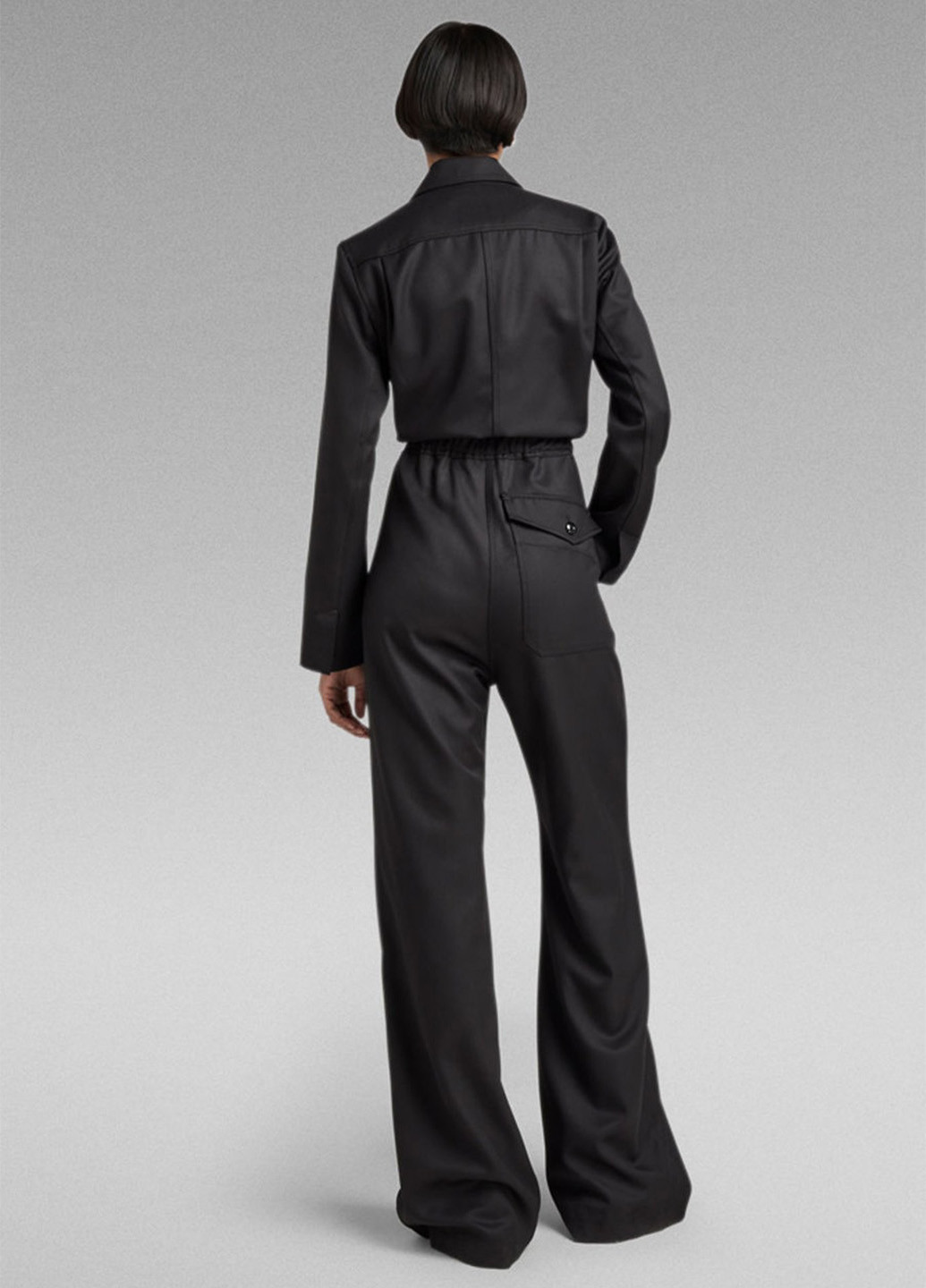 Комбинезон G-Star Raw комбинезон-брюки однотонный чёрный кэжуал шерсть, полиэстер