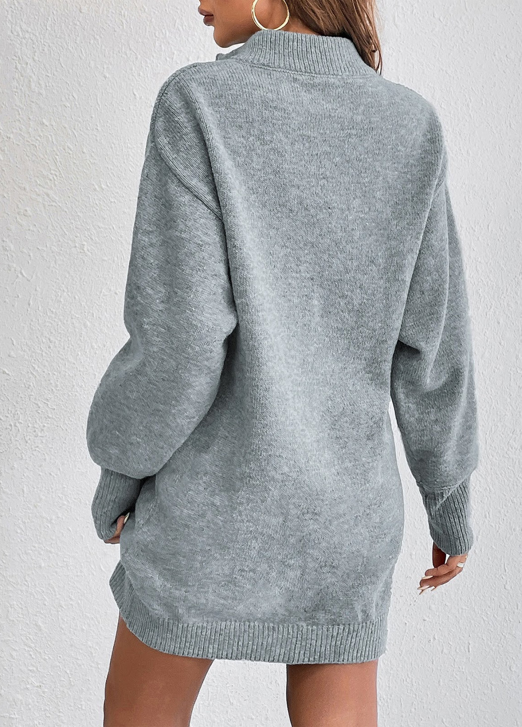 Серое кэжуал платье платье-свитер SHEIN меланжевое