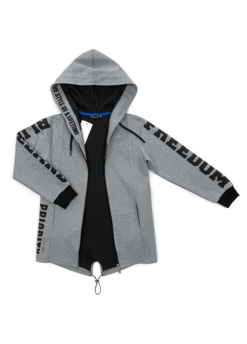 Серая демисезонная куртка ветровка с капюшоном (10760-146b-gray) BLUELAND