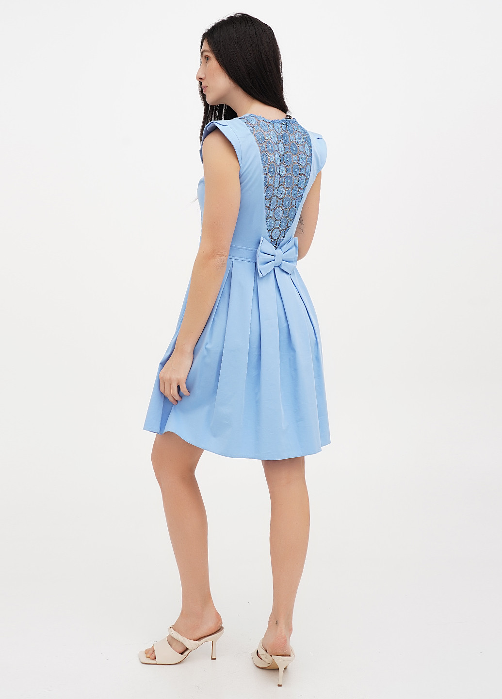 Темно-голубое кэжуал, коктейльное платье клеш Imperial однотонное