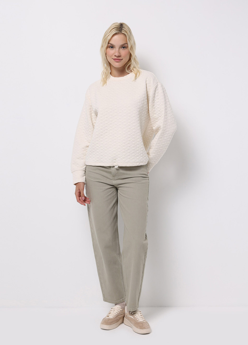 Кремовый свитшот Colin's однотонный без декора (368131043)