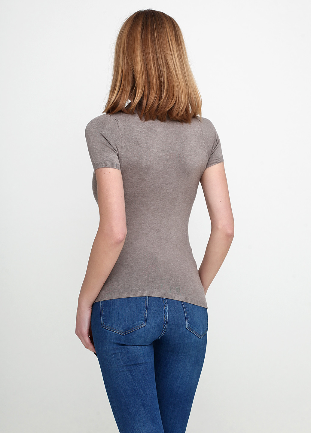 Светло-серая женская футболка-поло Zara