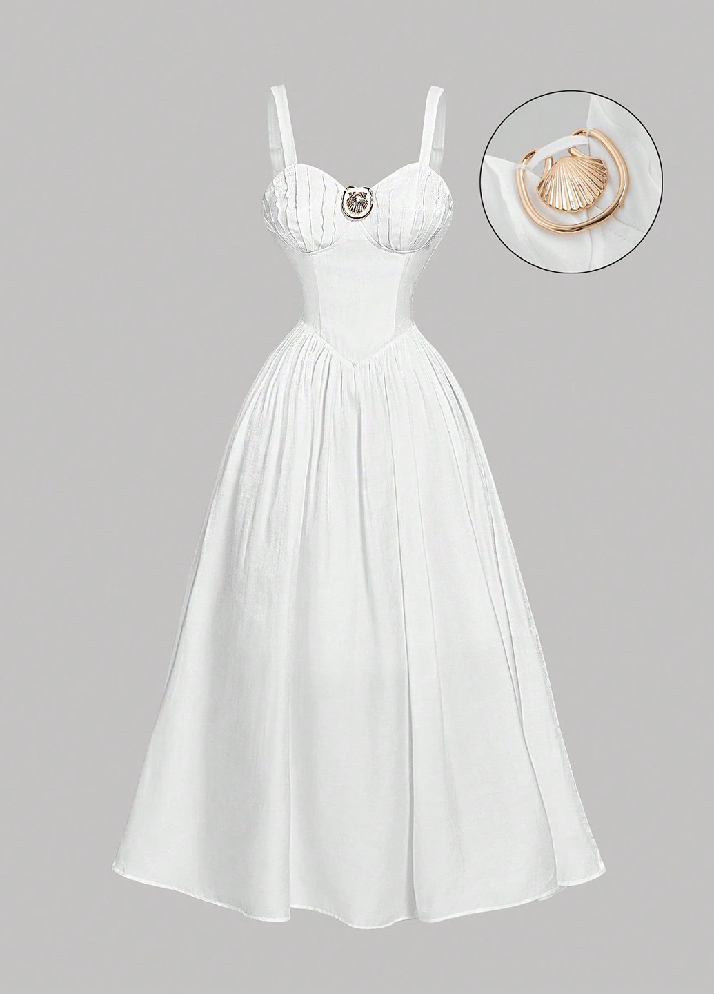 Білий святковий, вечірня сукня з корсетом SHEIN однотонна