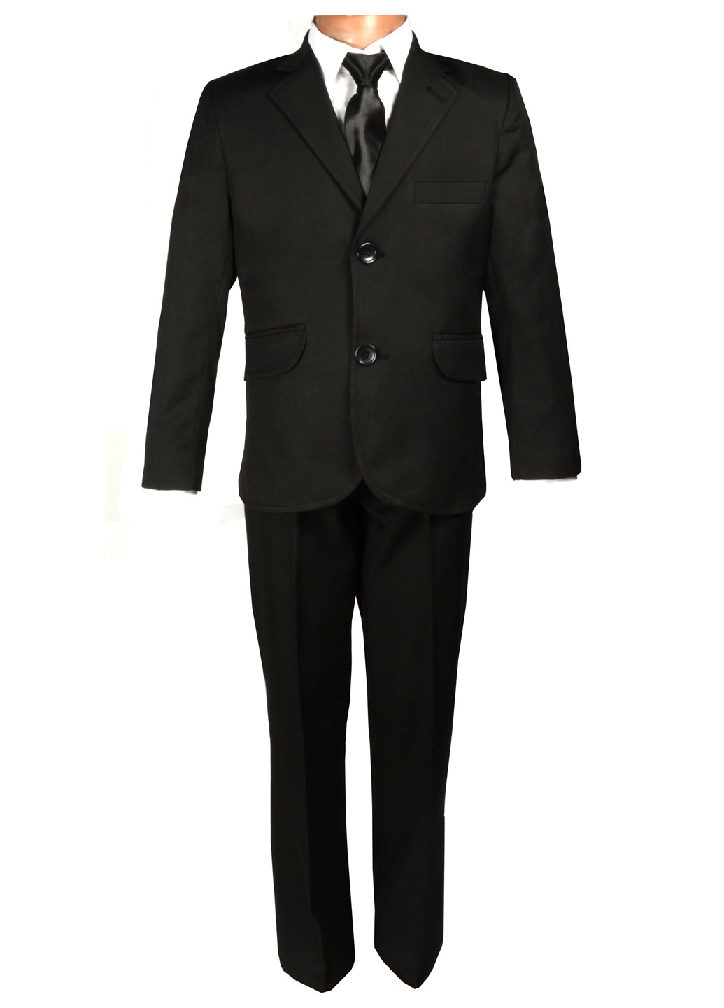 Чорний демісезонний костюм (піджак, брюки, краватка) брючний Jnf