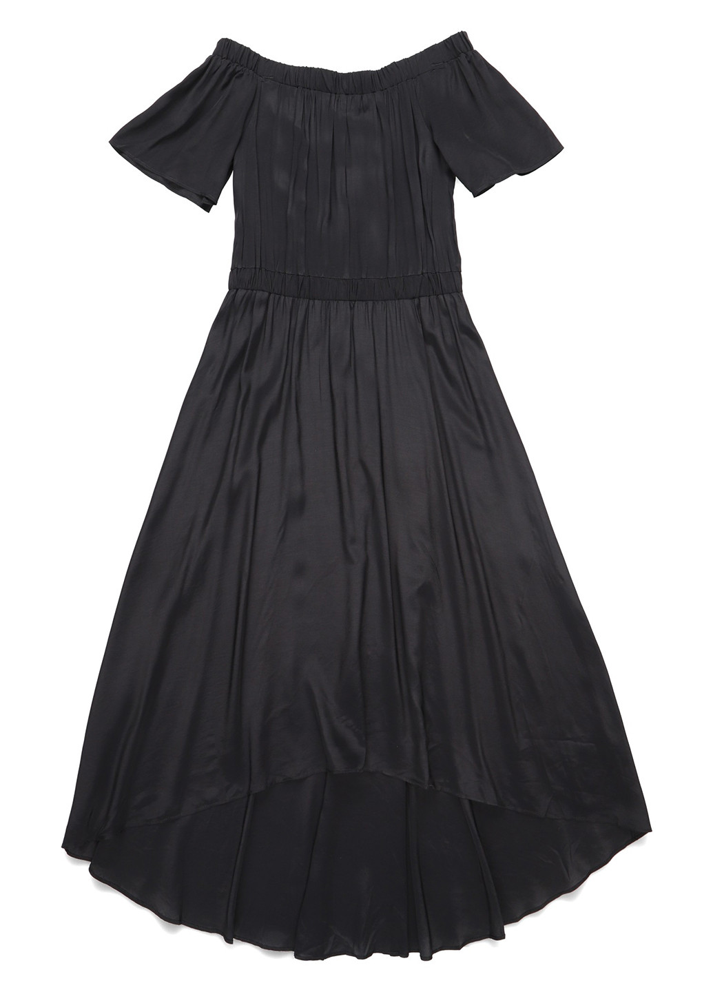 Черное кэжуал платье клеш, с открытыми плечами Kiomi однотонное