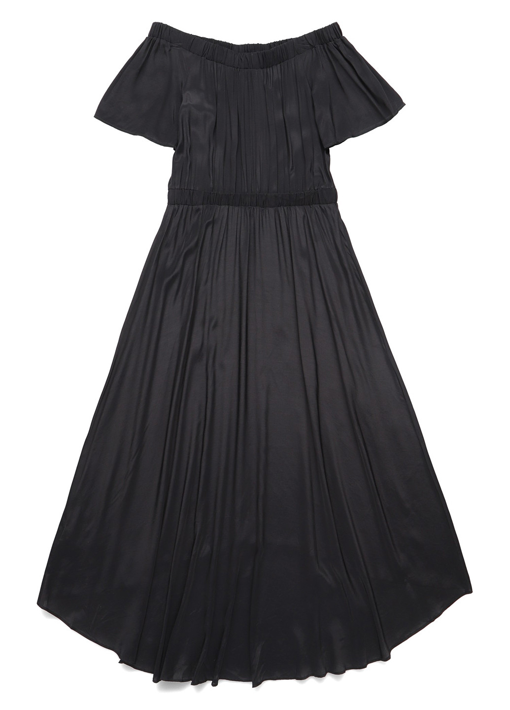 Черное кэжуал платье клеш, с открытыми плечами Kiomi однотонное