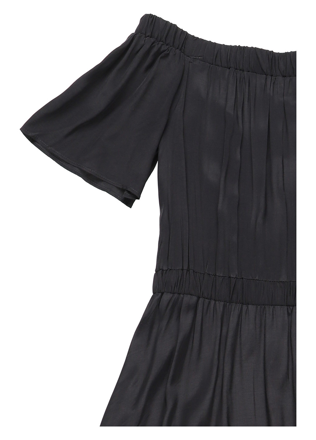 Черное кэжуал платье клеш, с открытыми плечами Kiomi однотонное