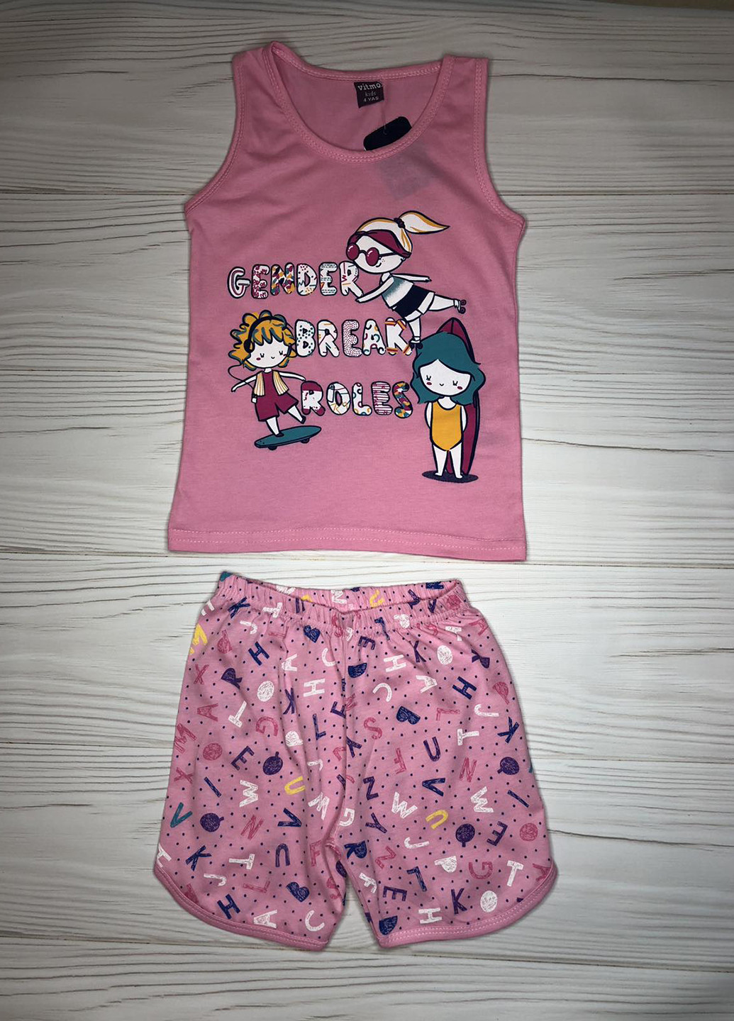 Розовая всесезон пижама (майка, шорты) майка + шорты Vitmo baby