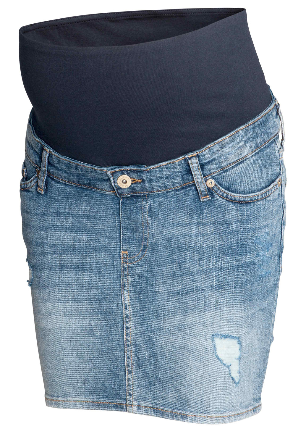Спідниця для вагітних H&M олівець однотонна синя джинсова