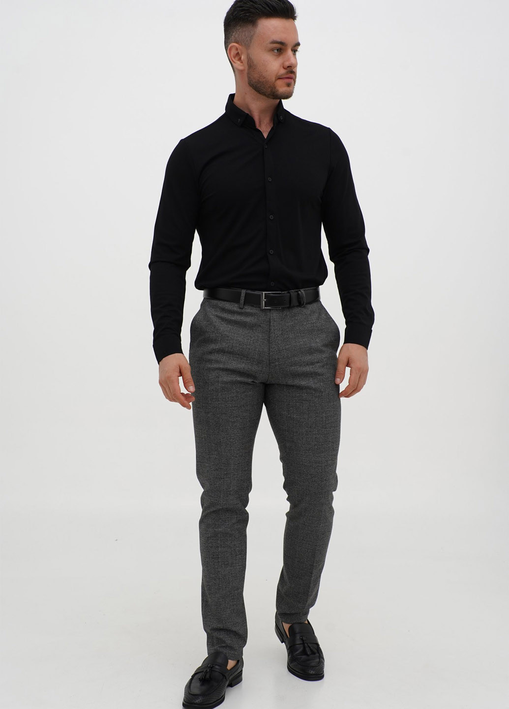 Темно-серые классические демисезонные зауженные брюки Trend Collection