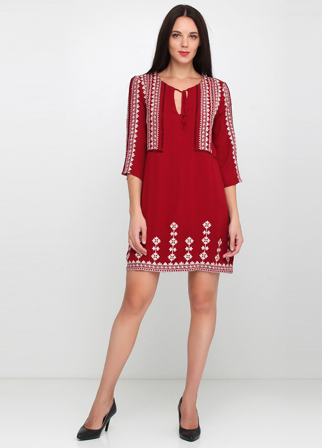 Бордовое кэжуал платье Alya с абстрактным узором