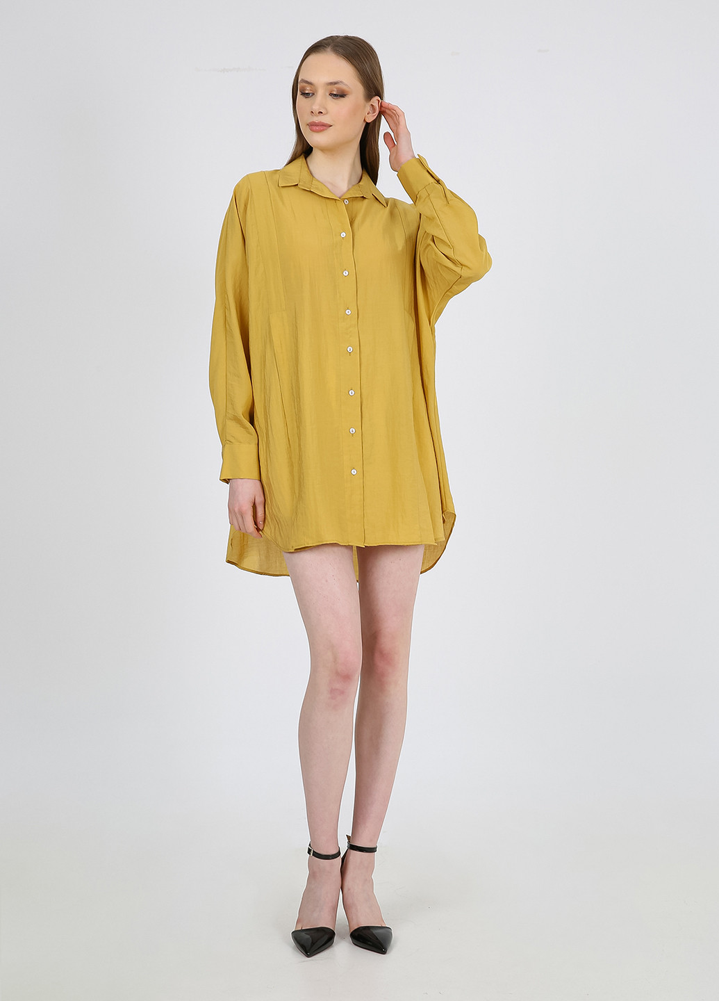 Гірчична кежуал сукня сукня-сорочка Casalini однотонна