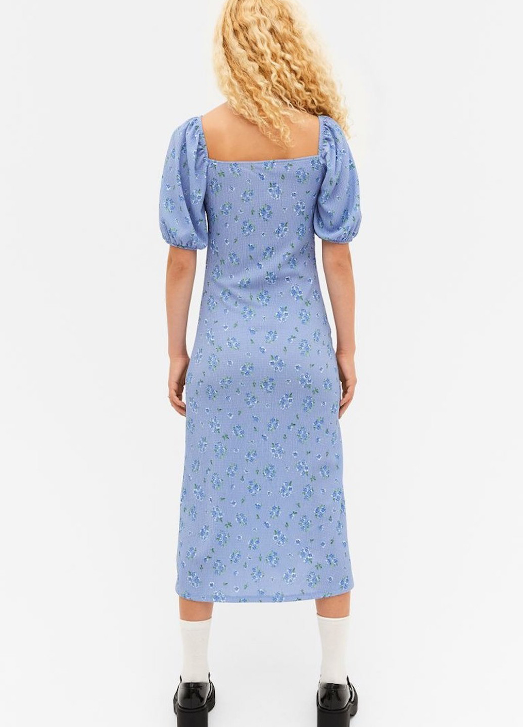 Голубое кэжуал платье Monki с цветочным принтом