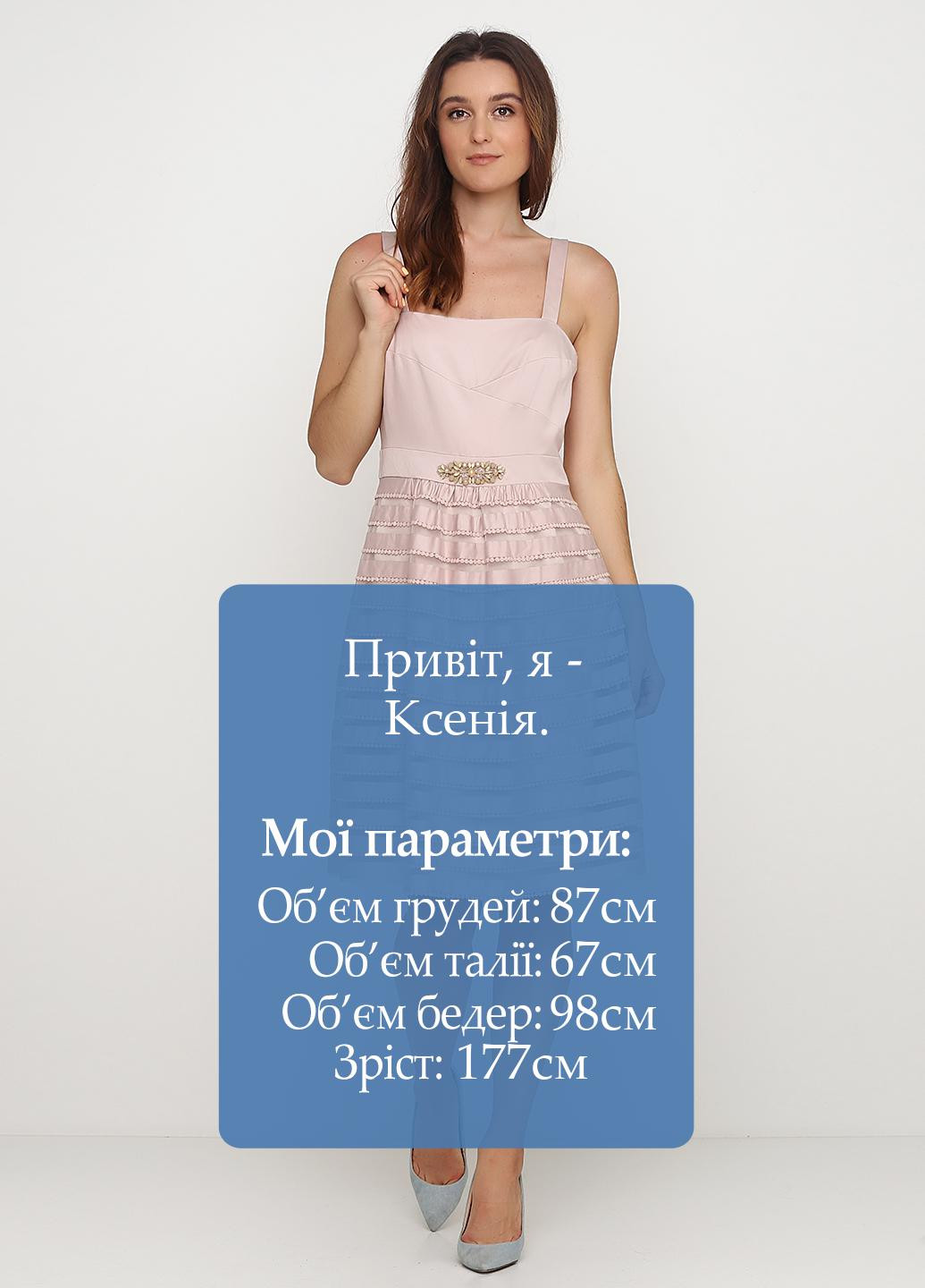 Бежева коктейльна сукня кльош Monsoon однотонна